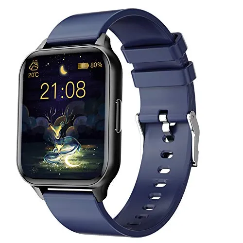 ASIAMENG Orologio da uomo rotondo, Smartwatch cardiofrequenzimetro,  orologio sportivo podometro impermeabile IP68, monitoraggio del sonno,  orologio