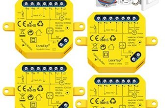 LoraTap Interruttore Tapparelle WiFi, 4pz Modulo Comando Smart Timer per Tapparelle Elettriche, Controllo Vocale con Alexa e Google Home, Controllo App Smart Life, Relè WiFi per Tende 300W