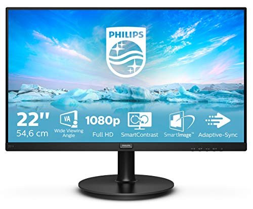Philips Monitor Gaming 221V8A da 22", Adaptive Sync 75 Hz, VA, Full HD, 4 ms, HDMI, VGA, Casse Audio Integrate, Attacco VESA, Nero