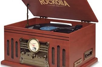 ROCKOLLA - Giradischi in Vinile Vintage Bluetooth con Altoparlanti Integrati - Riproduzione di Dischi in Vinile LP, Radio FM, Cassette, CD, MP3 USB e Lettore di Schede SD - Registratore di Musica