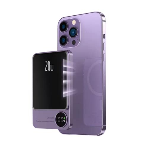 15w Magnetic Power Bank 10000mah, 20w Pd Caricatore rapido per telefono cellulare, adatto per batteria esterna Mag-safe, compatibile con Iphone14 13 12/13 12mini/pro/max/14 Plus (10000 mAh,Viola)