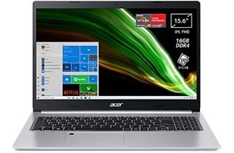 Acer Aspire 5 A515-45-R3BP PC Portatile, Notebook, Processore AMD Ryzen 7 5700U, RAM 16 GB DDR4, 512 GB PCIe NVMe SSD, Display 15.6" FHD IPS LED LCD, AMD Radeon, Windows 10 Home, Silver