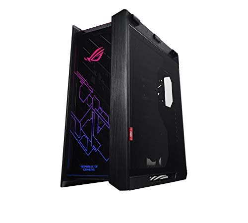 ASUS ROG Strix Helios Case Gaming, ATX e EATX, Mid Tower, Vetro Temperato Fumè su Tre Lati, Illuminazione Aura Sync RGB, Telaio in Alluminio, Maniglie per il Trasporto, USB 3.1, Nero