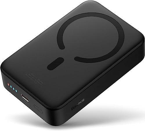 Baseus Magsafe Powerbank, 20000 mAh, con funzione di ricarica rapida, PD 20 W, senza fili, con USB-C, batteria esterna Mag-Safe per iPhone 14/13/12, mini power bank, nero