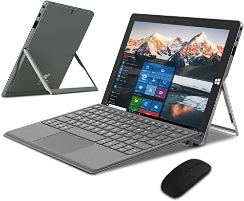 Computer portatile 6 GB RAM + 128 GB SSD Estensione 2TB 10" Intel, portatile PC Windows 10 Tablet Touch 2 in 1 64 bit USB 3.0 FHD1080 2.4G+5G WiFi Bluetooth HDMI inclusa Tastiera Cover (Gray)