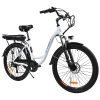 KAISDA 26'' Bicicletta elettrica K6C, Donna Uomo City Bike,Bici Elettrica con Pedalata Assistita 250W,Batteria Rimovibile 36V 12.5Ah,Bianco