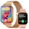Smartwatch Donna con Chiamate Orologio Intelligente Android iOS Promemoria Messaggi Fitness Tracker 1.7" HD Touchscreen IP68 Impermeabile Orologio Sportivo con Cardiofrequenzimetro, Controllo Musica