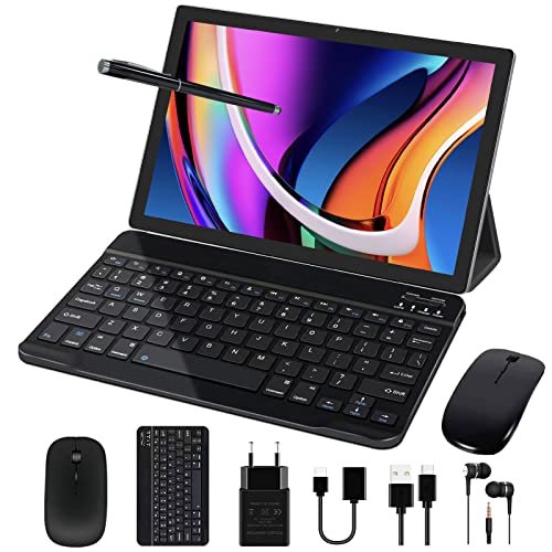 Tablet 10 Pollici Android 13 Tablets PC 12GB + 128GB (1TB TF) Cores 2.0Ghz, WiFi 5G+2.4G, Bluetooth 5.0, AGPS, Google GMS, Batteria 8000mAh, 5MP+8MP, con Custodia, Penna, Tastiera e Mouse, Grigio