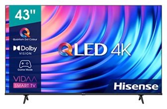 Hisense 43" QLED UHD 43E78HQ, Smart TV VIDAA 5.0, HDR Dolby Vision, VA, Controlli vocali Alexa, Tuner DVB-T2/S2 HEVC 10, lativù 4K