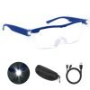 NZQXJXZ 200% Occhiali d'ingrandimento con luce, lente di ingrandimento illuminata a LED ricaricabile via USB, anti luce blu, occhiali con lente d'ingrandimento a mani libere per hobby