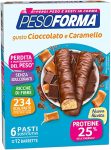 PESOFORMA BARRETTE CIOCCOLATO E CARAMELLO, Pasto Sostitutivo Proteico, Barrette per il Controllo del Peso, Barrette Proteiche per Restare in Forma, Solo 234 calorie, 12x31g