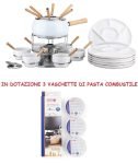 SET FONDUTA 29 PEZZI BOURGUIGNONNE EVA SMALTATO BIANCO FORCHETTE CIOTOLE PIATTI