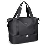 Welltop Borsone da Viaggio Grande, 36L da Palestra donna weekend, borsa mare, sportiva, Separato a secco e umido con custodia per scarpe (Nero)