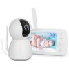 Wqplo 5'' Baby Monitor Video e Audio, 360° PTZ, Videocamera Audio a 2 vie, Allarme Temperatura, 1080P Telecamera Bambini