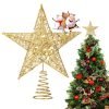 NOCHME Stella Puntale per Albero di Natale,15 cm Metallico Glitterato Stella Punte per la Decorazione Albero di Natalizio Oro Christmas Tree Topper Star