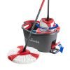 Vileda Turbo Mop Easy Wring & Clean con secchio a pedale, manico telescopico da 85-130 cm, con tergicristallo rotante, scopa in microfibra 2 in 1, grigio