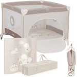 Lionelo BONNIE Box bambini pieghevole 100x100cm dalla nascita fino 15kg con materasso Lettino per neonati da viaggio senza spigoli vivi Entrata laterale Pareti realizzate in rete trasparente