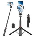 RISEOFLE Bastone Selfie Treppiede, Treppiede Smartphone Integrato in Lega di Alluminio da 130 cm con Telecomando Wireless Treppiede Selfie Stick Portatile Retrattile per iPhone/Samsung/GoPro/Camera