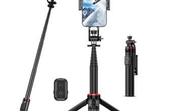 RISEOFLE Bastone Selfie Treppiede, Treppiede Smartphone Integrato in Lega di Alluminio da 130 cm con Telecomando Wireless Treppiede Selfie Stick Portatile Retrattile per iPhone/Samsung/GoPro/Camera