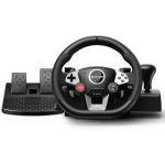 VooFun Volante con Pedali Compatibile per PC/ PS4/ Switch/ PS3/ Xbox One/Xbox 360, Volante Gaming a 270°, Pulsanti Programmabili, Feedback con Vibrazione, Nero