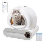 XQDKoon Lettiere Autopulenti Gatti, 65L + 9 L Lettiera Gatto Automatica con 2 Sacchi Spazzatura, Controllo APP, Deodorante Ionico Lettiera Autopulente per Gatti (A)