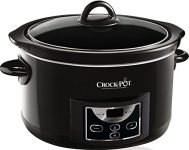 Crock-pot Pentola per Cottura Lenta, Slow Cooker, Capienza 4.7 lt, fino a 6 Persone, Spegnimento Automatico, 2 Impostazioni Cottura e Funzione mantenimento in caldo automatica, 220 W, Ceramica, Nero