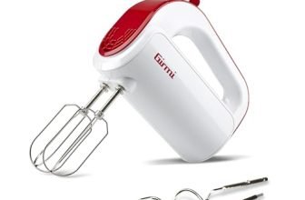 Girmi SB02 Sbattitore Elettrico, 170W, Sbattitori Inox per montare panna ed albumi, Funzione Turbo, Ganci Inox per impasti dolci e salati, 5 Velocità, Bianco/Rosso