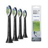 Philips Sonicare HX6064/11 Pack da 4 Testine di Ricambio W2 Optimal White Standard per Spazzolino Elettrico Sonico, con RFID, Per Denti Bianchi, Nero