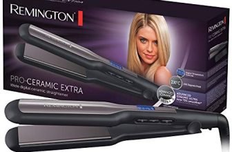 Remington Piastra per Capelli - Larga: Piastre extra larghe da 45 mm: Specifica per capelli spessi, crespi, ricci e molto lunghi - Display LCD, 150-230°C, piastra per capelli Pro-Ceramic Extra S5525