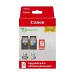 Canon Confezione multipla cartucce d'inchiostro Cartucce d'inchiostro originali per stampanti PG-540/CL-541 confezione da 2 x 8 ml (1 nero, 1 a colori) e carta fotografica 4x6 (50 fogli)