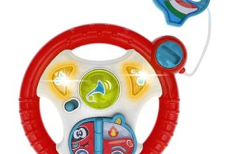 Chicco Gioco Il Mio Primo Volante, volante elettronico per bambini con luci e suoni, attività manuali, con gancio per passeggino, 6-36 mesi